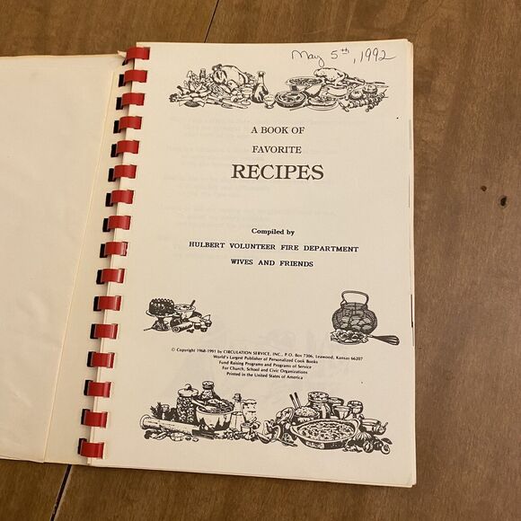 Hulbert Oklahoma Firefighter Cookbook Favorite recipes VTG spriral community - Picture 2 of 4